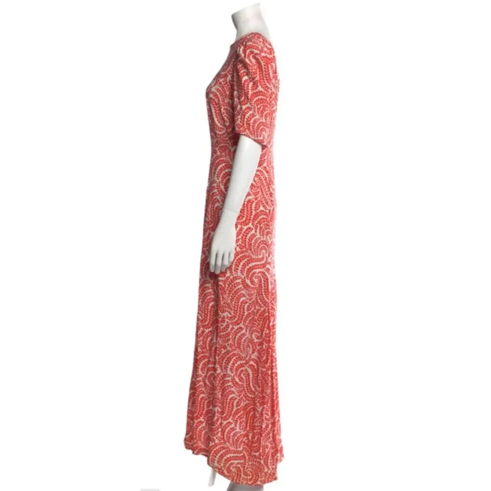 Dries Van Noten SS16 Mermaid Cut Dress Amazing Coral & White Print~  Size 38 - Picture 8 of 16